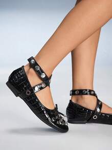 Cuccoo CUCCOO GRLICON Scarpe da ballo piatte vintage da donna tipo Mary Jane, con chiusura a scivolo