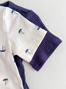 Loomiva 两件套男婴柔软针织帆船印花短袖连体衣 - 彩色 - 查看 7