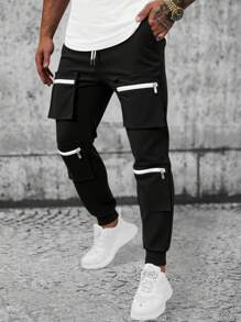 Manfinity LEGND Men's Casual Multi-Pocket Cargo Pants - Black - View 1