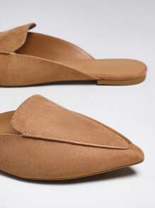 SHUZIA Pointed Toe Flat Loafer Mules - Brown - View 4