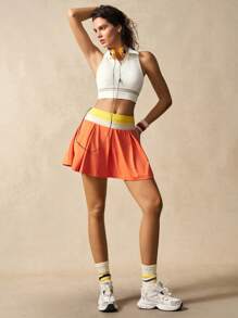 VARSIVA Women's Casual Contrast Color Waistband Tennis Sports Skirt Shorts - Multicolor - View 2