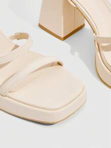 CUCCOO SZL Cuccoo 女士时尚杏色条纹高跟凉鞋 - 米色 - 查看 4