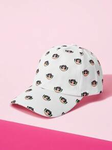 THE POWERPUFF GIRLS X SHEIN Women's Adjustable Baseball Cap With Buttercup Pattern - White - View 5