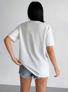 SHEIN Maglietta oversize estiva da donna con dettagli in decorazione