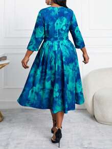 Fleurora 秋冬优雅复古工作彩色针织喇叭裙新品A字裙大码连衣裙深绿色连衣裙秋季婚礼宾客连衣裙 - 彩色 - 查看 2