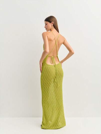 Nöista 度假海滩纯色挂脖露背连衣裙