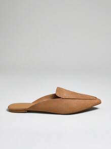 SHUZIA Pointed Toe Flat Loafer Mules - Brown - View 6