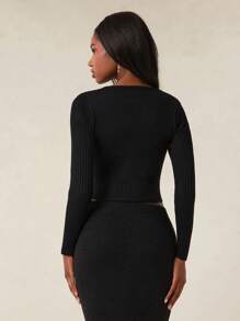 SHEIN Unity 春季柔软针织罗纹纽扣开衫夏季节日