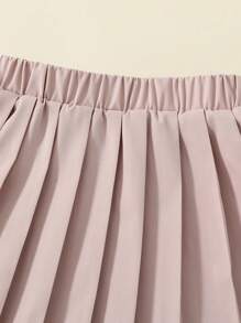 2pcs/Set Girls Navy Collar Adorable 3D Bowknot Blazer & Pleated Skirt Suit, Suitable For School Style - Pink - View 4