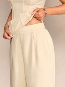 Glamine 2pcs Women Summer Halter Neck Sleeveless Top And Long Pants Set,Office Commuter Aesthetic, Daily Wear - Apricot - View 8