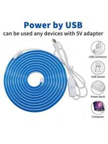 1 Roll Of 0.5/1/2/3/5m USB 5V Flexible Neon Light Strip, Solid Color Button Switch LED Strip Light, Suitable For Bedroom, Living Room, Bathroom, Party And Outdoor DIY Decoration - USB - View 3