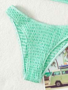 Swim Mod 纯色吊带泳衣，适合度假和海滩穿着 - 薄荷綠 - 查看 7