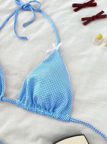 Swim Mod 女士甜美格纹三角杯比基尼