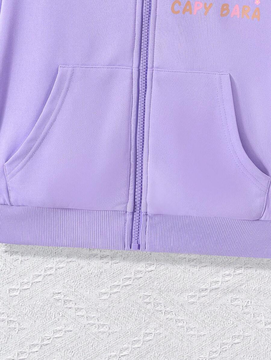 Sudadera morada con diseño estampado para niñas preadolescentes, otoño e invierno - Púrpura malva - Ver 1