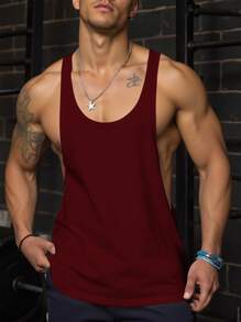 Manfinity Dauomo Men's Simple Solid Color Armhole Loose Casual Tank Top, Versatile For Summer - Hot Pink - View 1