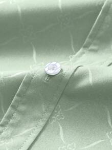 Manfinity Mode 男士纽扣长袖修身商务正装衬衫，长袖男士衬衫男士绿色正装衬衫男士绿色正装衬衫男士绿色正装衬衫男士正装衬衫绿色鼠尾草绿色正装衬衫男士，适合秋季 - 薄荷綠 - 查看 5