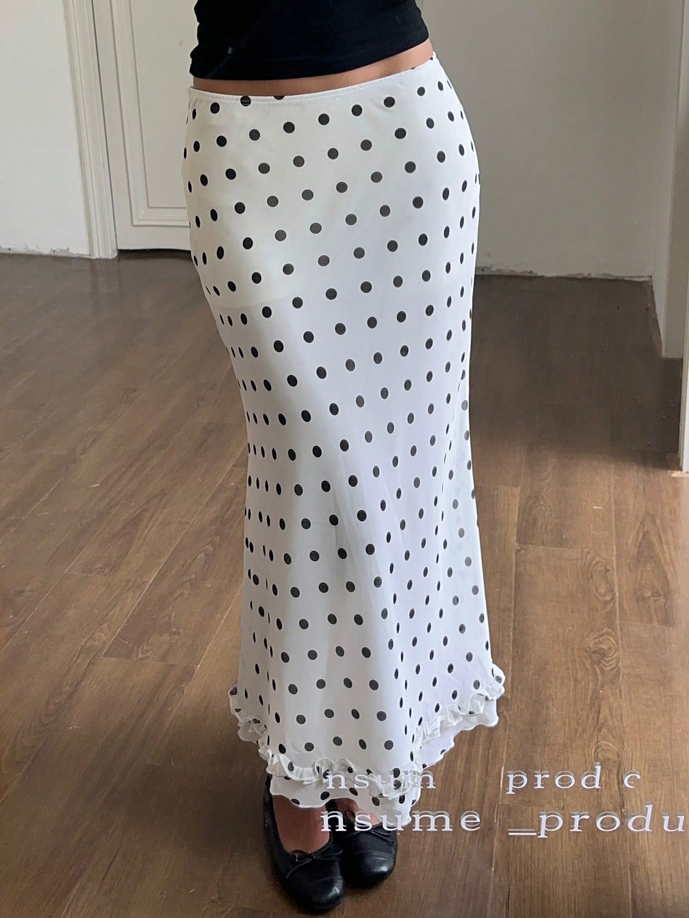 Polka dot chiffon maxi skirt
