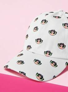 THE POWERPUFF GIRLS X SHEIN Women's Adjustable Baseball Cap With Buttercup Pattern - White - View 3