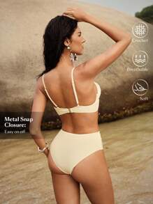 Anewsta Conjunto de bikini con sujetador de nudo y calzón de unicolor para mujer, para el verano y la playa