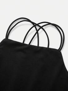 Maija 2025 年夏季新款性感露背交叉弹力设计吊带背心，百搭海滩装、日常装、休闲装、通勤装、优雅派对装、婚礼嘉宾装、早午餐装、独立日装、母亲节装、音乐节装、毕业装 - 黑色 - 查看 9