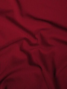 Manfinity Dauomo Áo ba lỗ cổ tròn ôm vừa vặn có gân màu trơn cho nam, mùa hè - Màu Hồng Tươi - Xem 6