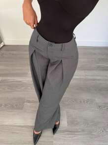 Siren Gaze Pantalón recto gris para mujer, ropa de negocios/trabajo para el verano - Gris - Ver 4