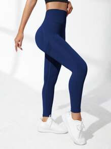 Gameset SHEIN Sport 2pcs Solid Color High Waist Seamless Stretchy Tight Yoga Leggings - Multicolor - View 6