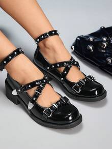 CUCCOO GRLICON Damplattor, Motorcykelstil, Y2K, Cool tjej, Tillbaka till skolan, Halloween, Jul, Festoutfit - Svart - Visa 4