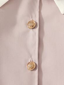 2pcs/Set Girls Navy Collar Adorable 3D Bowknot Blazer & Pleated Skirt Suit, Suitable For School Style - Pink - View 3