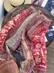 Franclia Quần dài mùa hè rộng rãi phong cách retro cho nữ - Đỏ - Xem 5