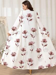 Al Najma Women's Elegant Floral Print Arabic Abaya - Multicolor - View 2