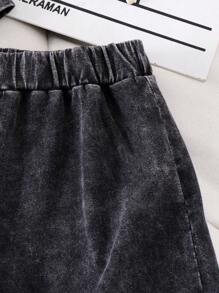 SHEIN 年轻男孩夏季休闲宽松黑色 2 件套 - 短袖衬衫和夹克，户外街头时尚风格 - 黑色 - 查看 3