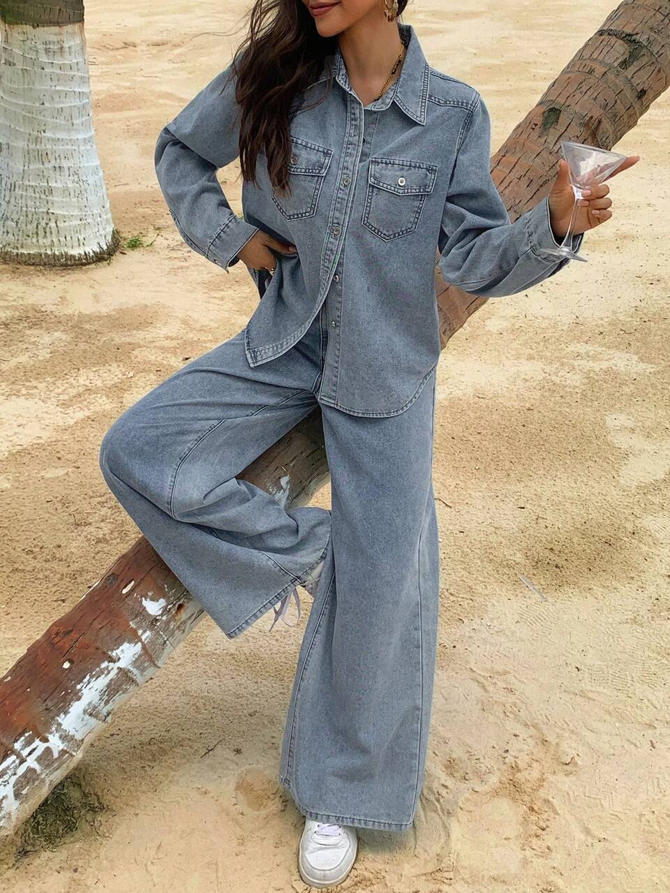 Women Denim Two Pieces Outfits,Fall Women Clothes Vacation Outfits Women