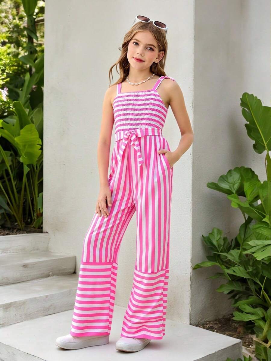 夏季女童休闲条纹连体裤