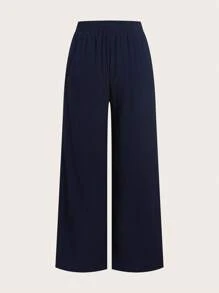 SHEIN EZwear Bộ 2 món đồ thường ngày màu xanh navy dành cho nữ - Màu xanh hải quân - Xem 8