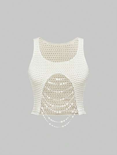 Women's Casual Knitted Hollow-Out Vest Top, Summer