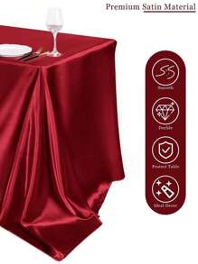 SHEIN 1 buah Taplak Meja Satin Persegi Panjang Elegan – Kain Halus dan Dapat Dicuci untuk Pernikahan, Pesta, Perjamuan | Penutup Meja Dekoratif Mirip Sutra – Putih, Hitam, Merah, Gaya Gotik Mewah, Dekorasi Acara, Rumah, Restoran (Tersedia Berbagai Ukuran) - MultiWarna - View 3