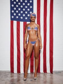 SUMWON WOMEN 美国国旗星条旗三角比基尼套装夏季海滩节七月四日独立日泳衣 - 彩色 - 查看 7