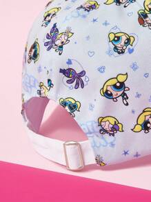THE POWERPUFF GIRLS X SHEIN Women's Colorblock Adjustable Baseball Cap With Bubbles Pattern - White - View 4