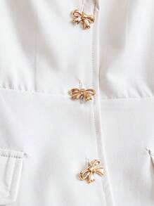 GlowEve Women's Elegant Collared Butterfly Buckle Waist Design Long Dress