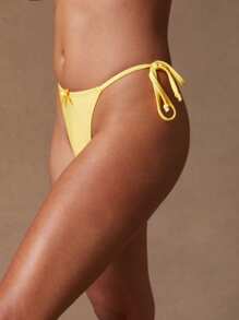 NYA SZN Slip de baie cu legături laterale, vară, plajă, vacanță tropicală, casual, zi de zi, ieșiri în oraș, stropi tropicali, galben