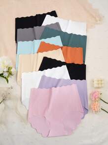 One-Piece Teen Girl Solid Color Seamless Silk Panties For Girl, High Waist Shaping, Comfortable Casual Underwear Suitable For Sports & Daily Wear Back To School Fashion - Multicolor - View 5