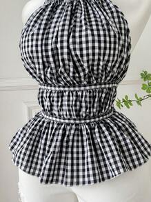 Comfortcana 2 piezas Camiseta de tirantes de talla grande a cuadros rojo, blanco y negro de primavera - Multicolor - Ver 9