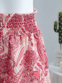 Elamini 佩斯利印花阔腿短裤，休闲海滩度假装 - 彩色 - 查看 5