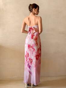 Aloruh 花卉印花褶裥吊带连衣裙 - 粉色 - 查看 6
