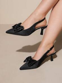 CUCCOO CURVES Women's Fashion Comfortable Low Heel Pointed Toe Wide Fit High Heel Pumps, Suitable For Commuting, Dates, Parties & Various Occasions - Black - View 5