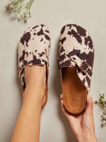 Solezae 女士奶牛印花舒适一脚蹬木屐 - 彩色 - 查看 2