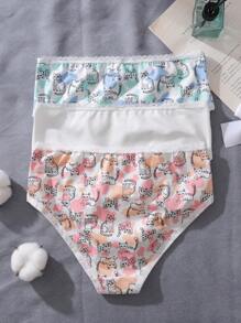 3pcs Printed, Cute, Comfortable, Simple Pattern Underwear For Teenage Girls Underwear Sets For Girls - Baby Pink - View 2