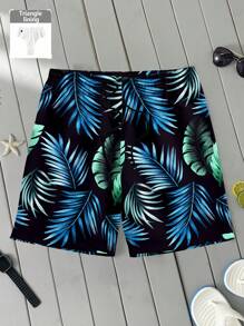 Manfinity KASUA Pantalones cortos de playa para hombre con estampado digital todo sobre plantas tropicales de moda casual y maduro, adecuados para vacaciones de verano en la playa, citas, fiestas, combinación de parejas/familias, regalo ideal para novio, hawaianos