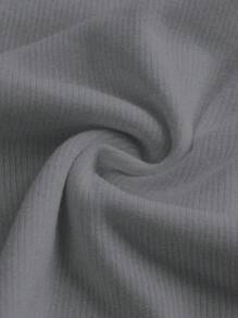 SHEIN Girlism 2 件套青少年女孩简约舒适褶皱露肩黑灰色抹胸文胸露肩上衣 - 彩色 - 查看 8